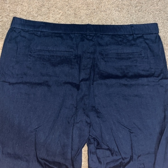 J. Jill Cropped Linen Stretch Wide Leg Pants Navy Blue 2X - Picture 6 of 8